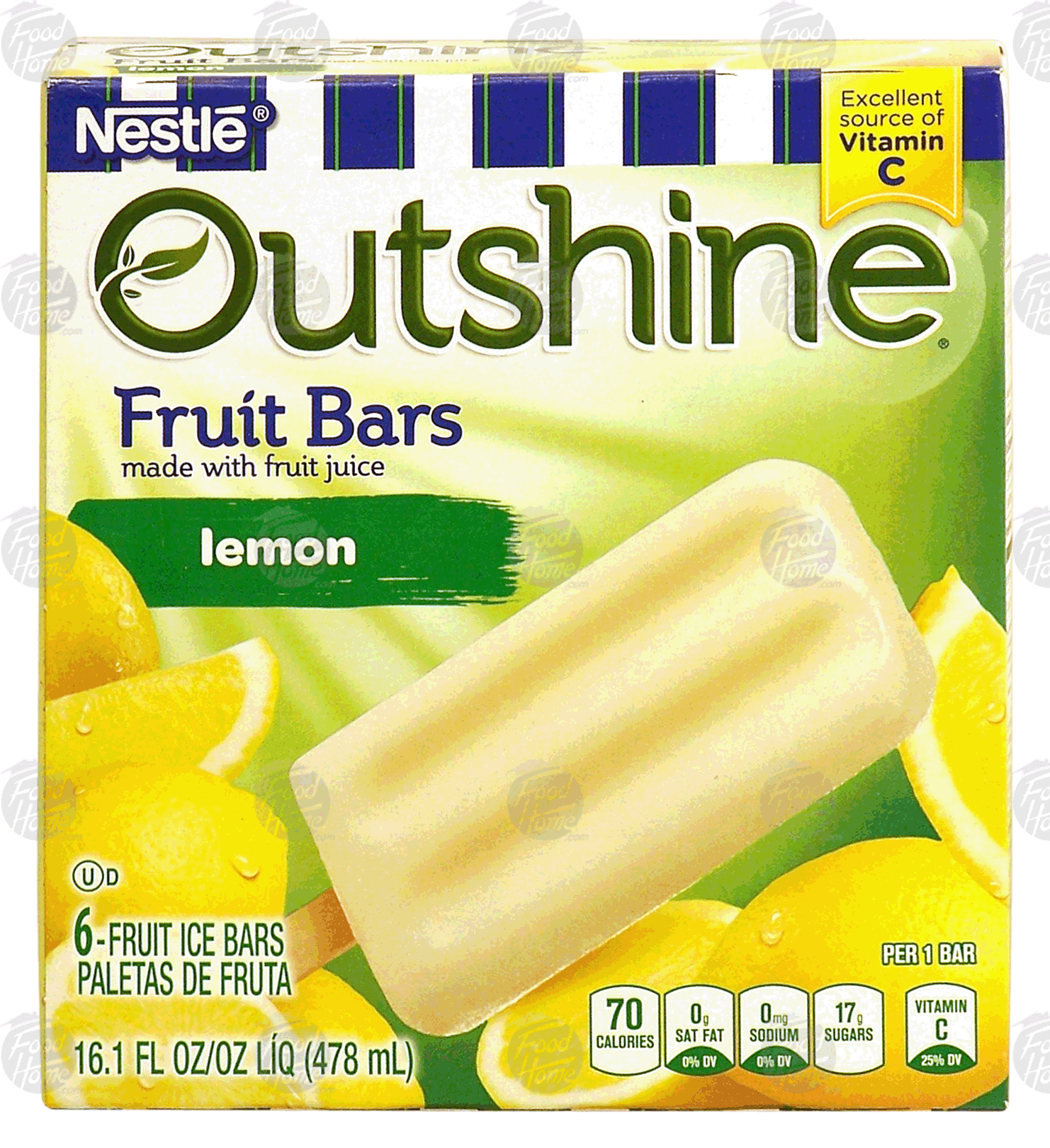 Nestle Outshine lemon fruit ice bars, made with fruit juice, 6 bars Full-Size Picture